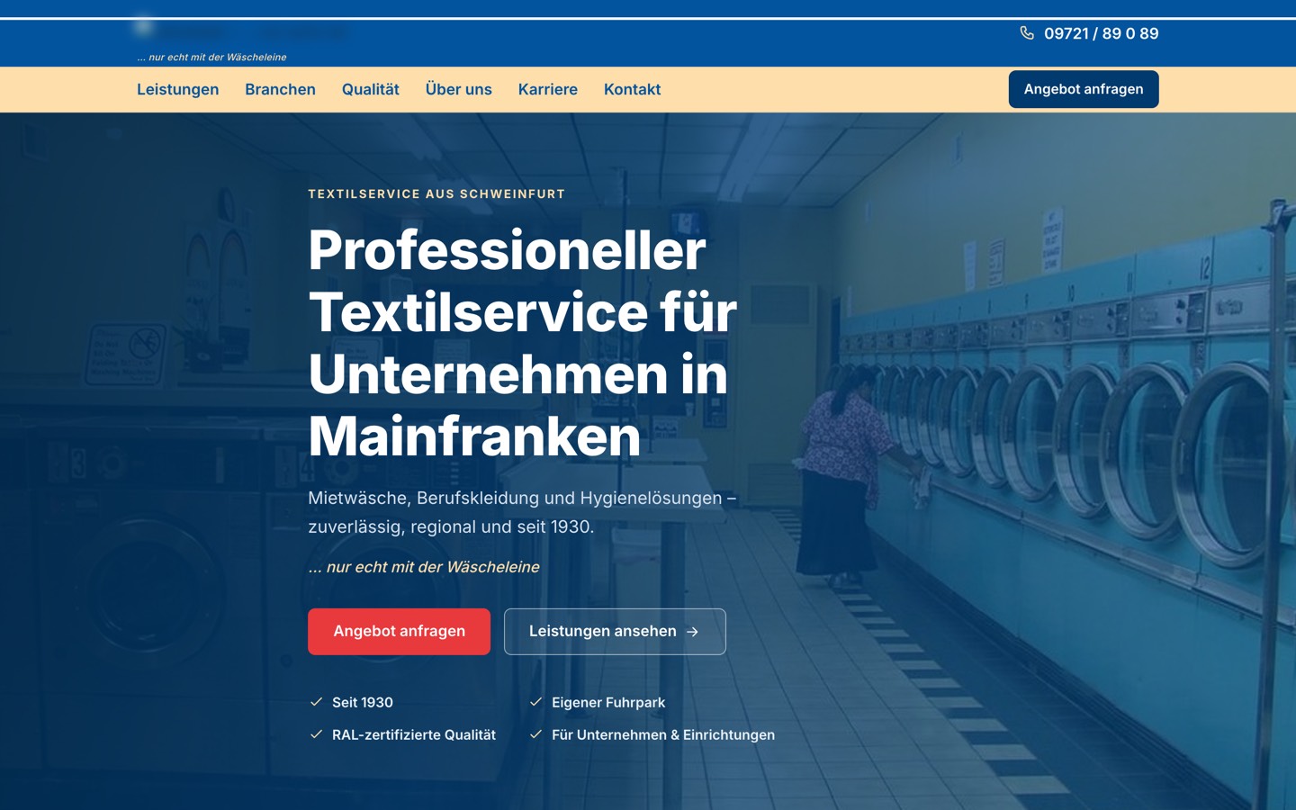 Anonymisierte Website — Wäscherei / Dienstleister