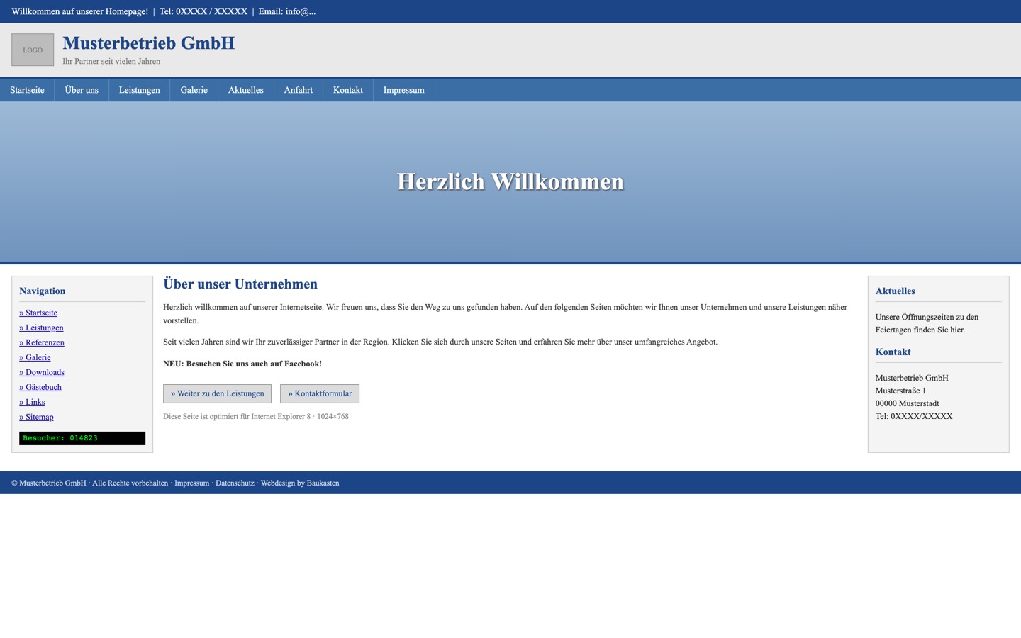 Vorher: veraltete, unübersichtliche Website (illustrativ)
